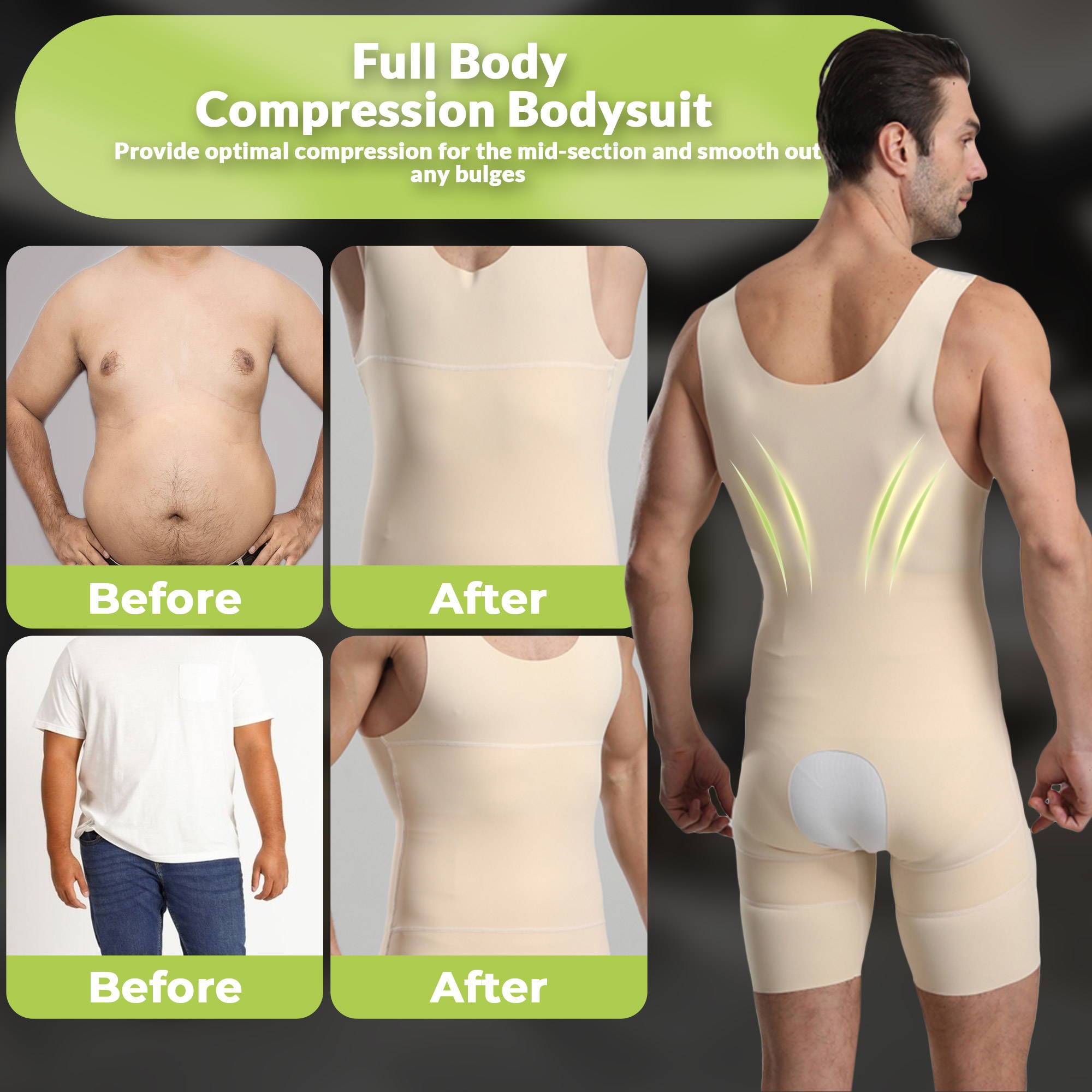 Body Homme Compression Ferme LEONISA - Taille M, Noir, Matière Spandex, Neuf Sans Emballage, Vêtement Gainant